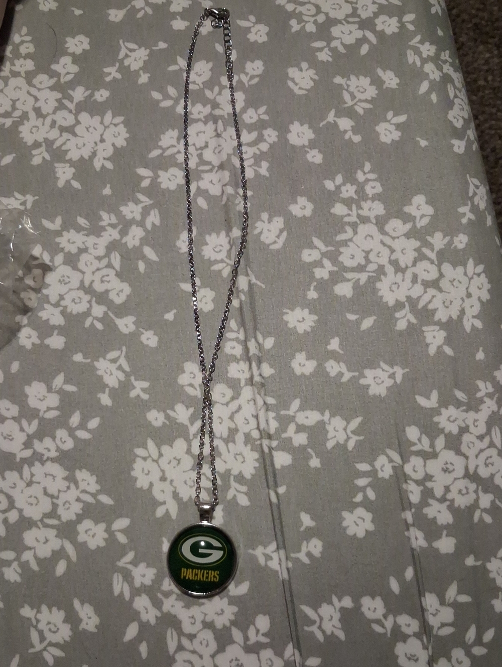Green Bay Packers Silver-Tone Green Pendant Necklace